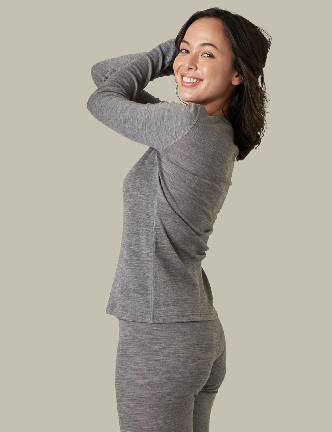 LAPASA Womens 100% Merino Wool Base Layer Set Lightweight & Midweight Thermal Underwear Long John Top & Bottom Warm L58/L91 - Image 3