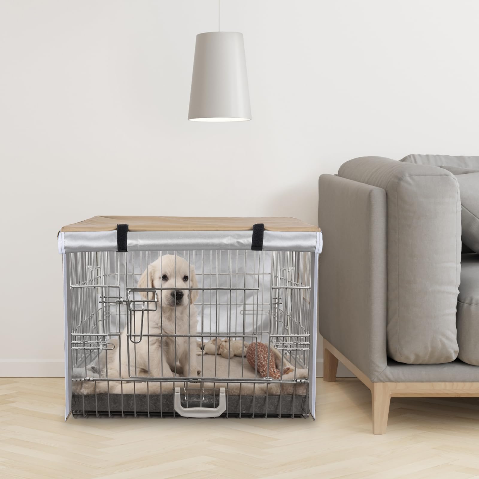 OUUTMEE Copertura per gabbia per cani adatta per gabbie per cani da 122 cm, impermeabile in tessuto Oxford 210D, copertura antivento per gabbia per cani per animali domestici, protezione interna ed
