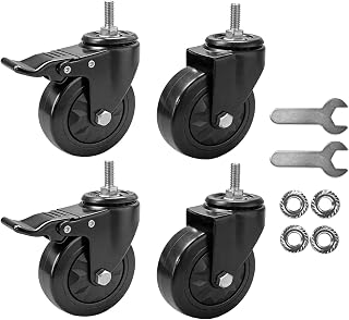 Caster Wheels for Original Big Size Green Egg Smoker Grill, 4 Inch Locking Stem Casters Wheels with Plate for Big Green Egg Rolling Cart Accessories Replacement Parts 4 Pack