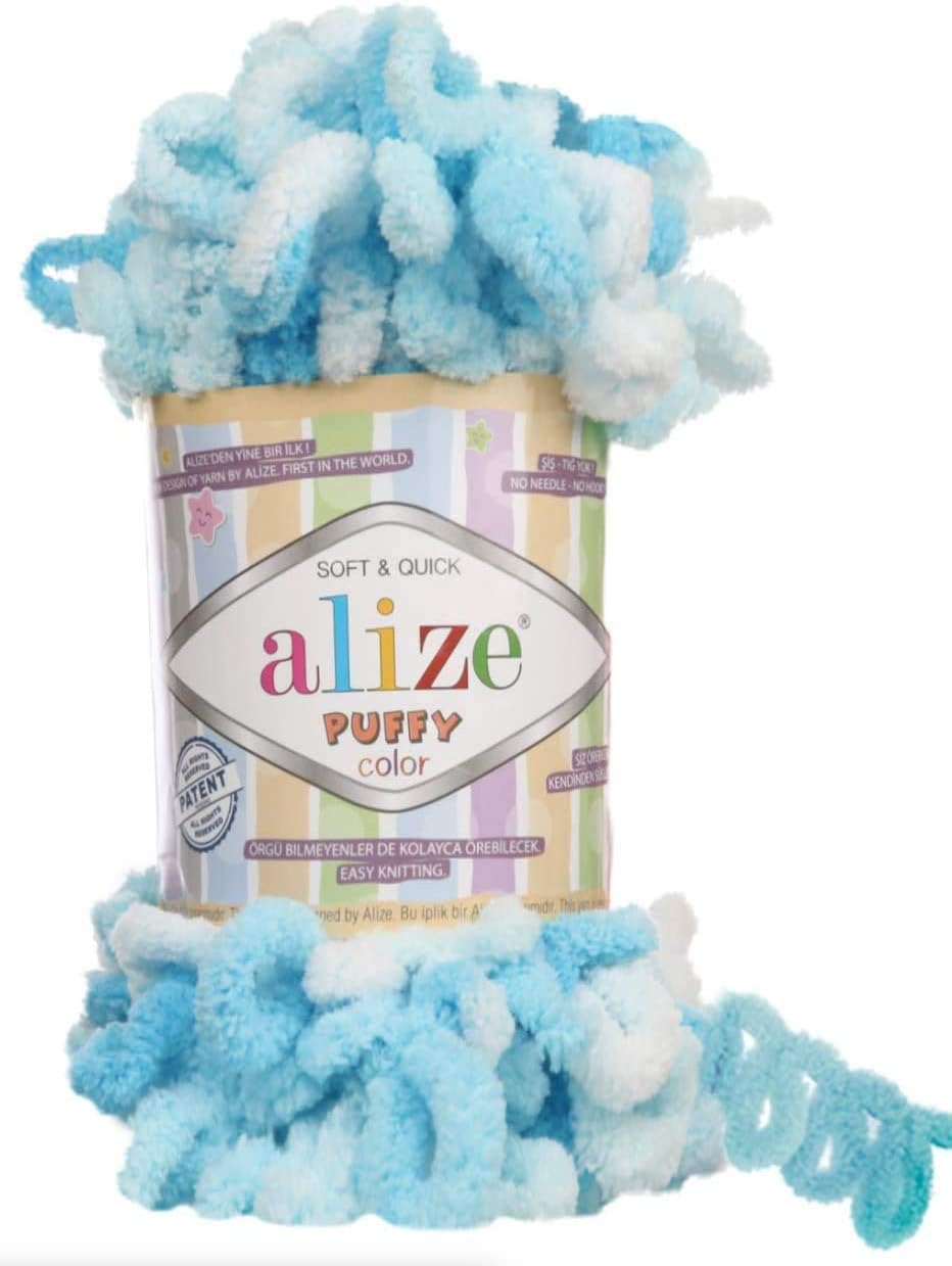 Alize Puffy Color Baby Blanket Yarn Lot of 4skn 400gr 39.3 yds 100% Micropolyester Soft Yarn Hand Knitting Yarn (5924)