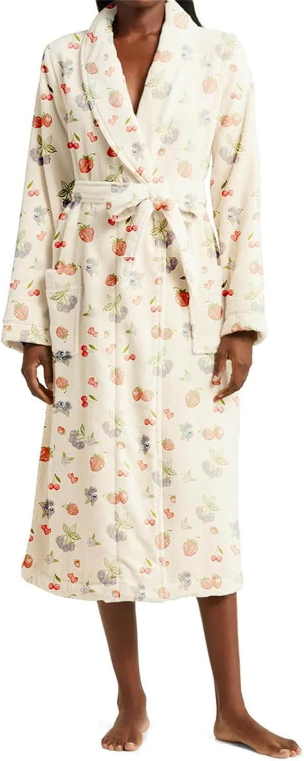 Plush Robe Terry Cloth Warm Plus Size Women Bath Robe Womens Robes with ...