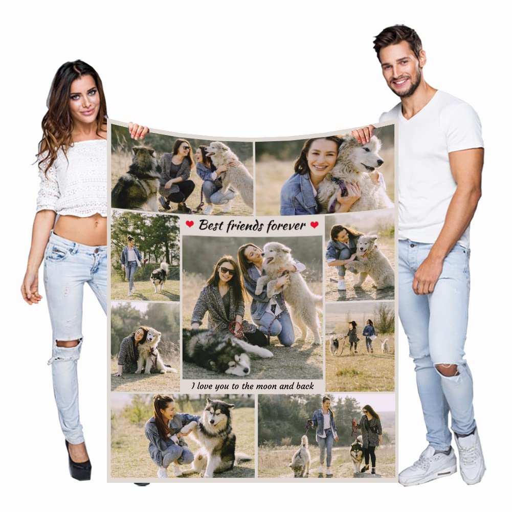 Haisimiery 09 Photos: Style 3 Personalised Blanket With Picture For Adult Baby Pet Fleece Customised Photo Throw (9 Photos, 32”X48” (80X120cm))
