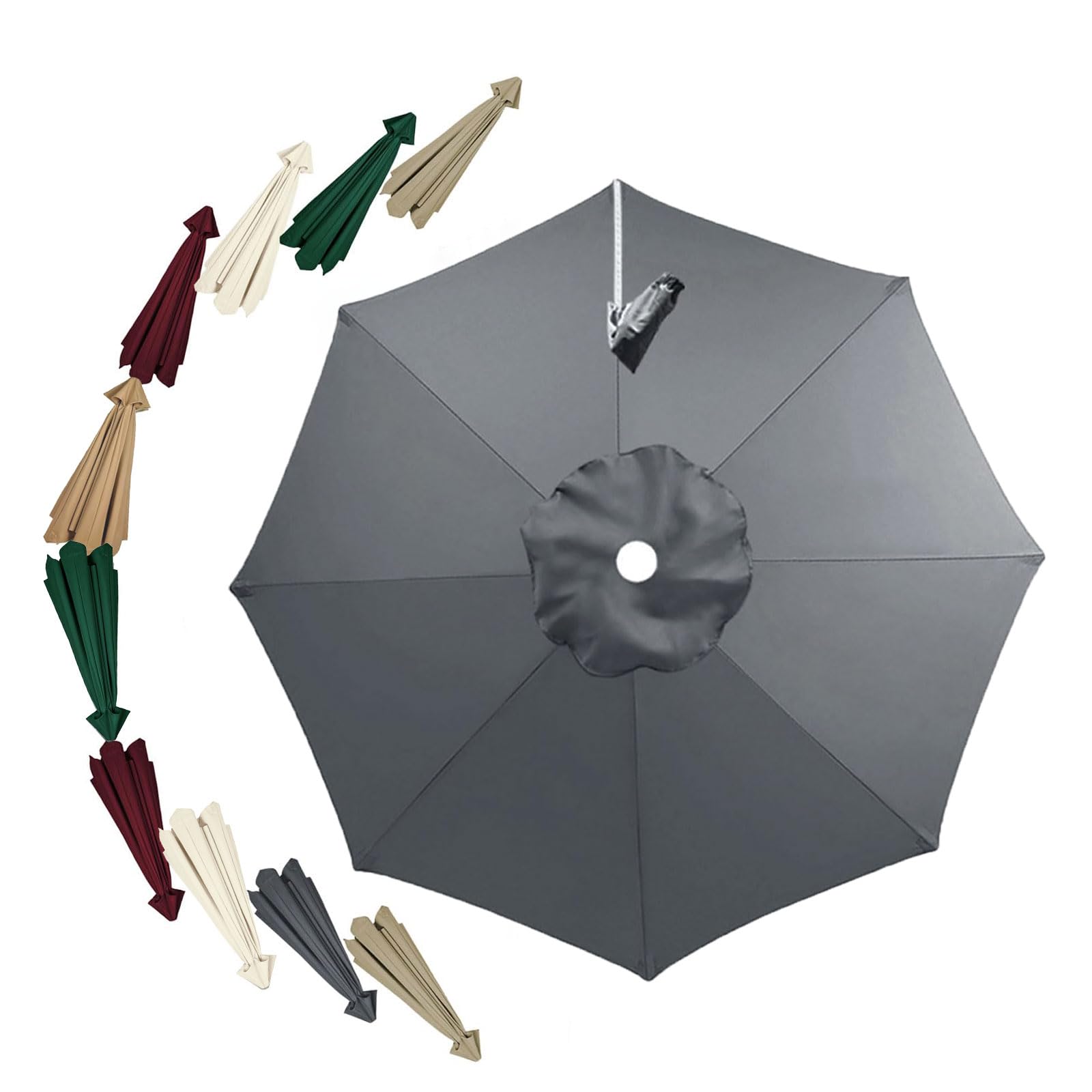 Kdqrmvv Gray 3.0M Cantilever Parasol Replacement Canopy 8Ribs Round