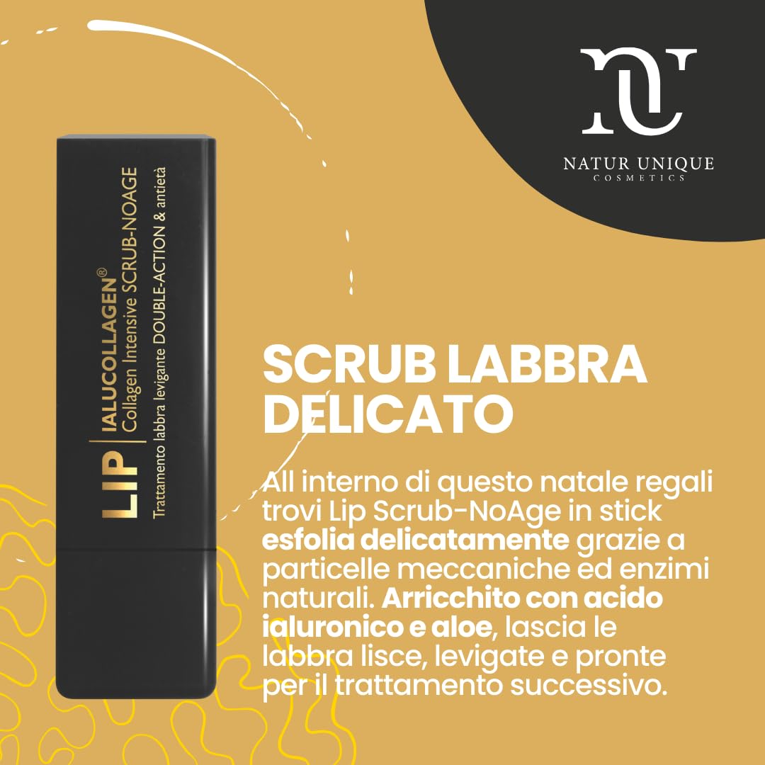 Kiss Collection Natur Unique | Cofanetto con Lip Balm Antiage e Scrub Labbra Idratante | Burrocacao con Acido Ialuronico e Collagene per Cura e Bellezza Completa | Balsamo Labbra Idratante | Natale 25