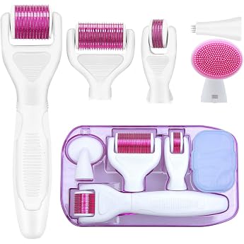 Derma Roller 6 in 1 Microneedling Derma Roller for Body and Face Care - Microneedling Scar Roller for Anti-Wrinkles Stretch Marks Acne - Micro Needle Roller by ZITFRI