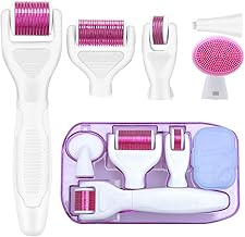 ZITFRI 6 in 1 Derma Roller Kit 12/300/ 720/1200 Aghi in Titanio di Grado Medico Roller Viso Cura della Pelle Professionale Set di Strumenti di Bellezza Antietà e Smagliature