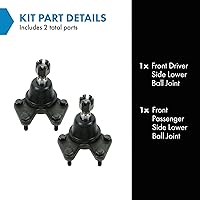 Vista 633 de TRQ, junta de rótula inferior delantera para el lado del conductor y del acompañante
