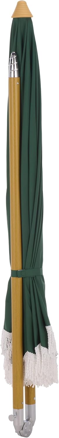 SAFAVIEH Outdoor - Valencia 6.5 FT Beach Umbrella - Canopy with White Fringe Trim, Tilt Function, Aluminum Pole, Weather Resistant for Beach, Patio, Garden (PAT8503)