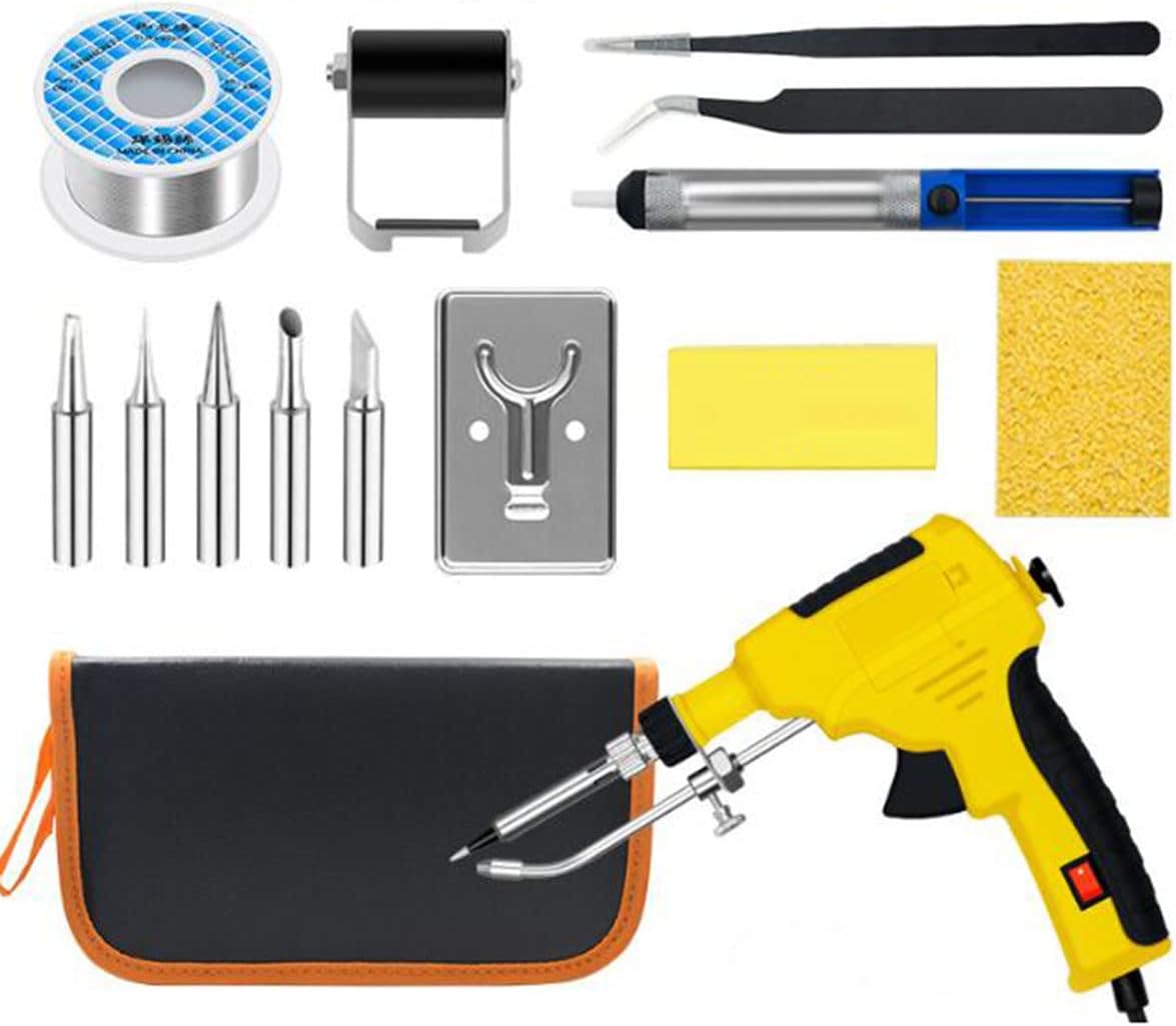 Soldering Iron Kit, 60W Corded Electric Soldering Gun Kit, 15 in 1 One-Hand Operation Soldering Kit for Solder Jewelry, Watches, Mobile Devices, Etc