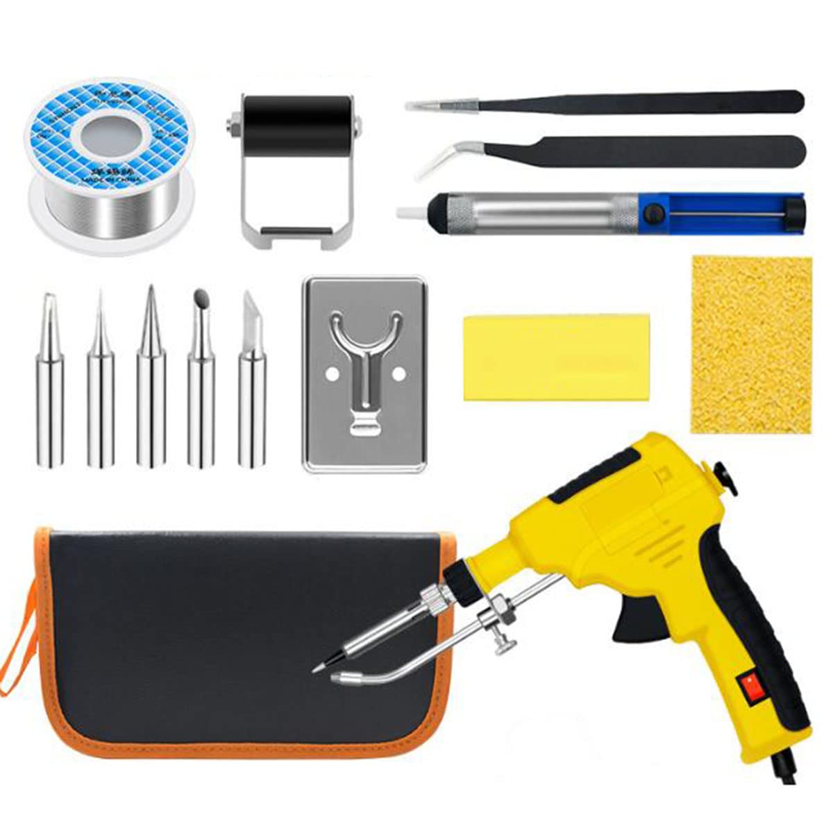 Kit De Soldador, Kit De Pistola De Soldadura Eléctrica con Cable De 60 W, Kit De Soldadura De Operación con Una Sola Mano 15 En 1 para Joyas De Soldadura, Relojes