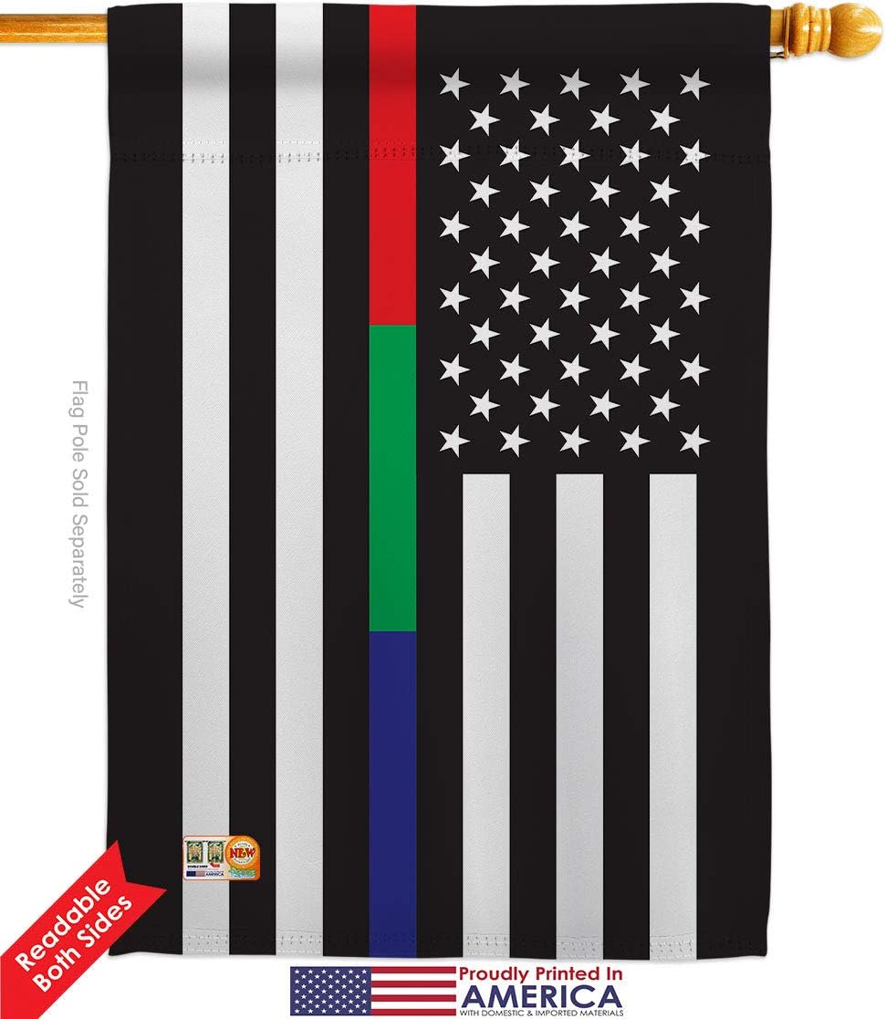 US Thin Blue Green Red Line House Flag First Responders Police Cop Law Enforcement Sheriff Officer Support Small Decorative Gift Yard Banner Double-Sided Made In USA 28 X 40