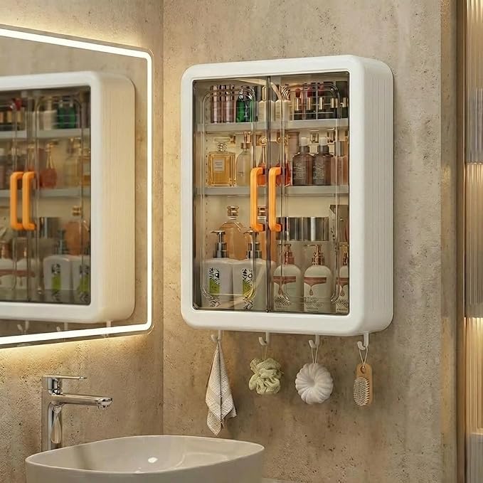 Wall Mounted Storage Cabinet for Kitchen & Bathroom/Multipurpose Kitchen Cabinets Storage Racks/Space Saving Storage Cabinet/Cabinet Organizer(White, Plastic)