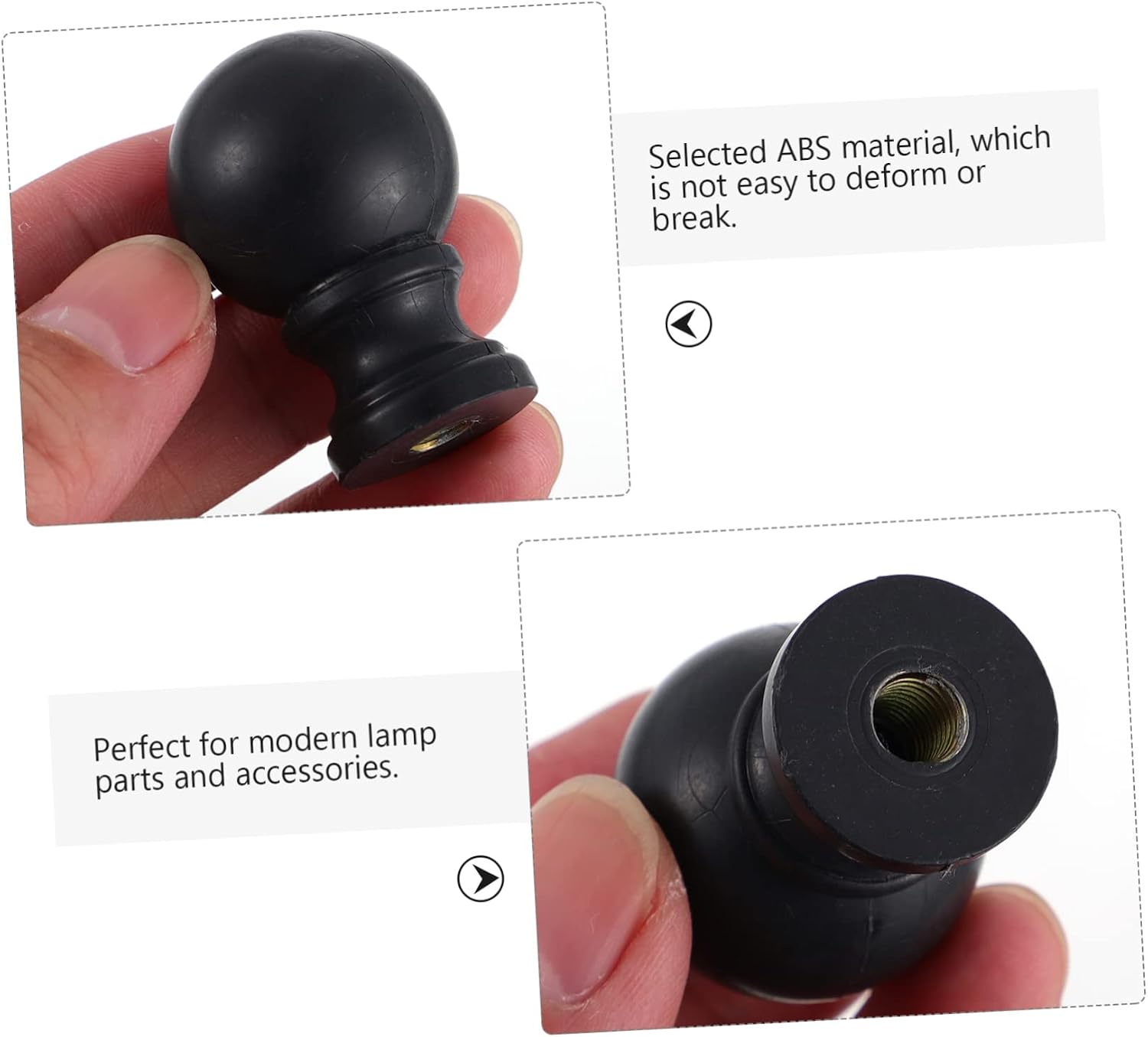10PCS Ball Lamp Finials for Table and Floor Lamps Plastic Lighting Accessories Easy Screw Replacement Caps with Smooth Polished Surface Standard Compatible