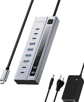 Powered USB C Hub, 9-in-1 USB-Hub 10Gbps & PD 45W Max Charging