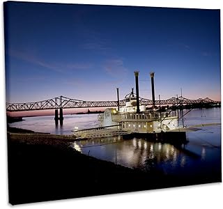 3dRose, Casino Boat Mississippi River Natchez, Museum Grade Canvas Wrap 20x16
