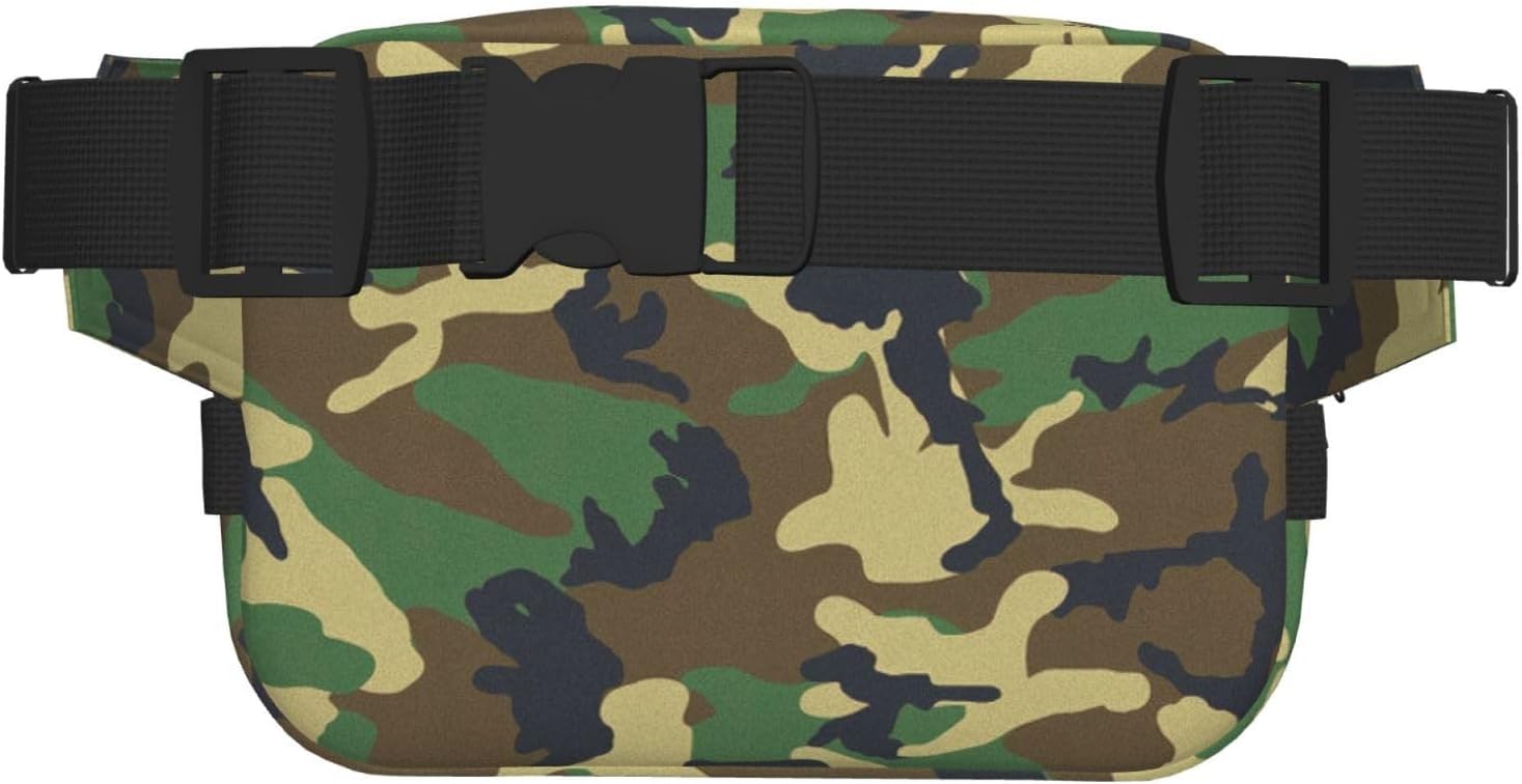 Green Military Camo print Large Fanny Packs for Women Cute Cross Body Waist Bag Fashionable Fanny Pack