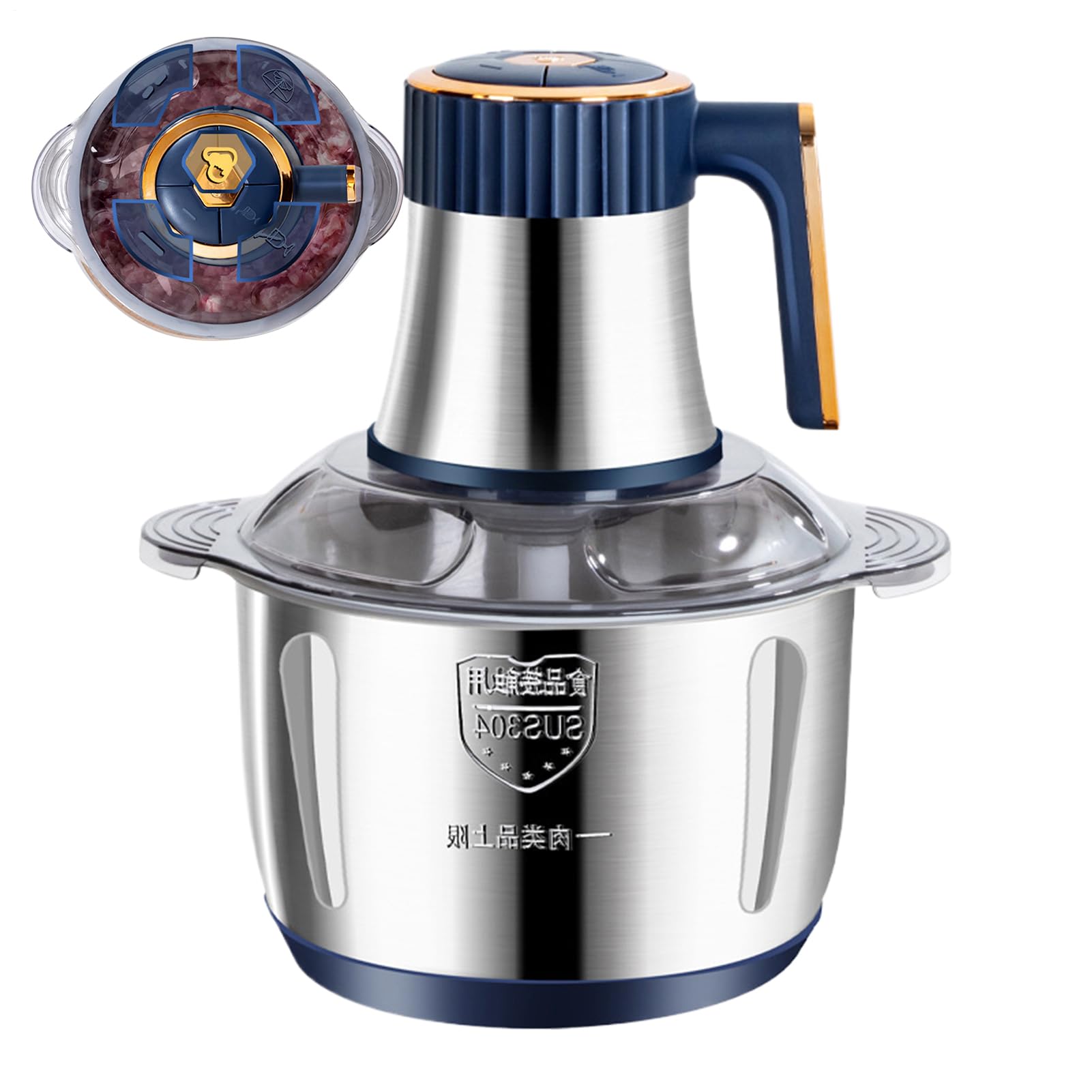 Picadora de Carne Utensilios De Cocina Eléctricos De Acero Inoxidable | Picadora de Carne de 5 Litros con Modo de 5 Velocidades para Cebolla Nuez Fruta Verdura Ajo Pollo Res Cocinar Cocina