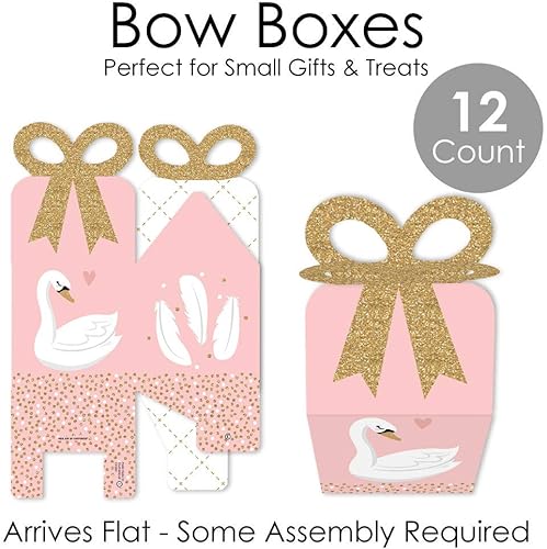 Miniatura 5 de Big Dot of Happiness Swan Soiree - Cajas de regalo cuadradas - Cajas de lazo de cisne blanco para baby shower o fiesta de cumpleaños - Juego de 12