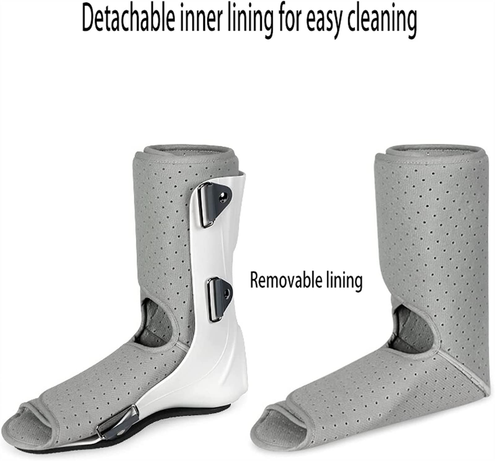 Soporte para espinillas, Bota ortopédica para el pie, Ajustable, con Suela Antideslizante, Soporte para la articulación del Tobillo, Cierre de Velcro, Transpirable, Forro extraíb