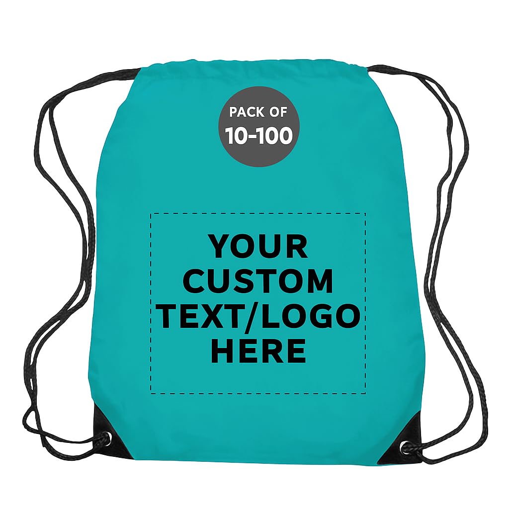 custom black trim drawstring backpacks set of 10/50/100