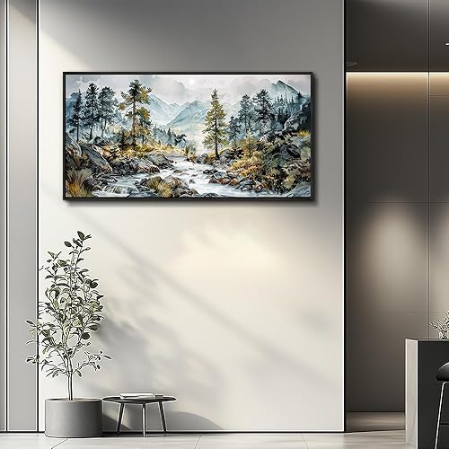 Miniatura 2 de PHAOHUAXM Arte de pared grande para dormitorio, decoración de pared para sala de estar, oficina, decoración de riñón, pintura de vista de bosque,