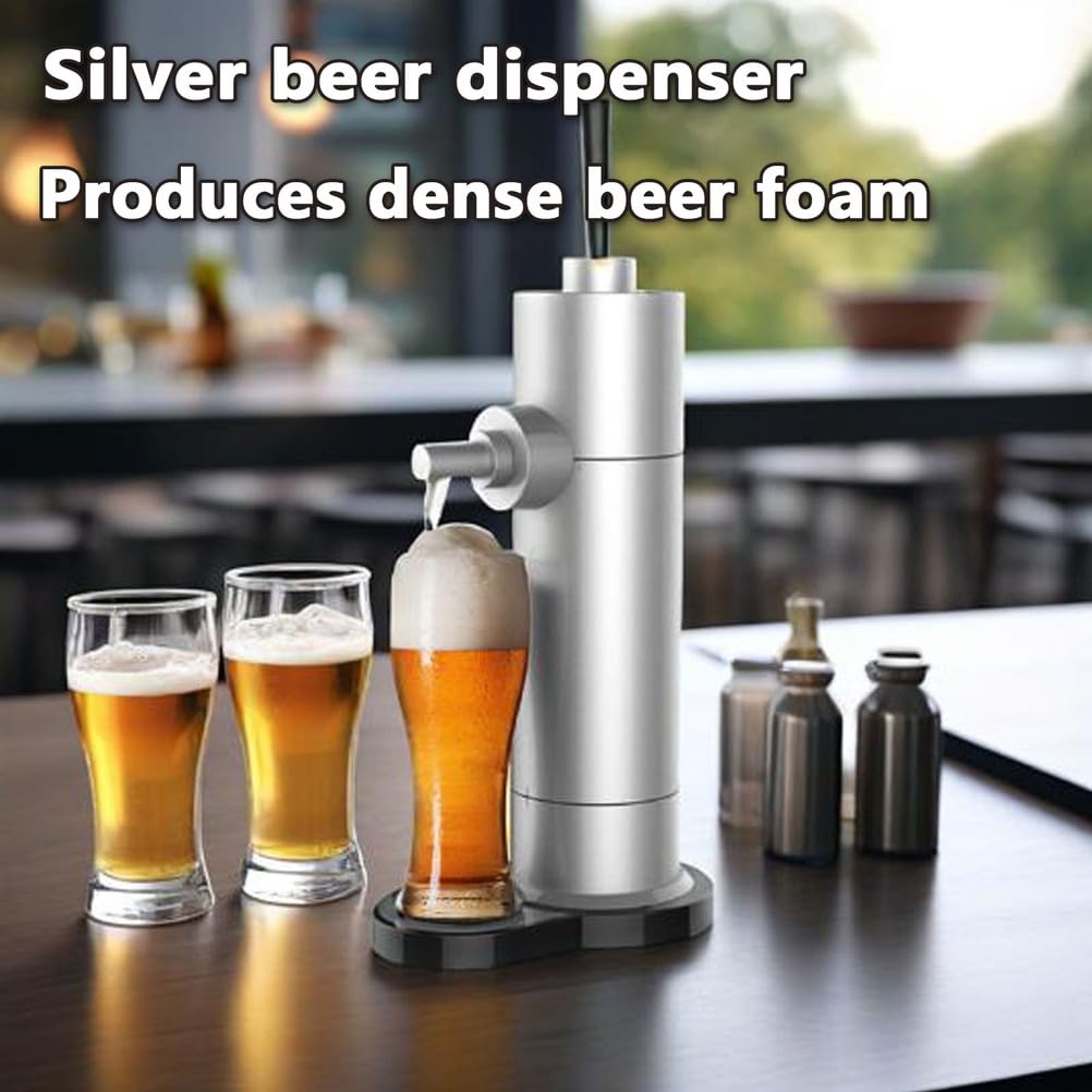 ultrasónico Dispensador de Cerveza, Maquina De espumante De Cerveza, Dispensador Grifo De Cerveza para Latas, Regalo para Los Amantes De La Cerveza,Plata
