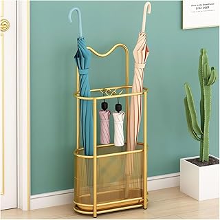 SINBINTA Metal Umbrella Stand, Free Standing Umbrella Holder Rack with Hooks and Drip Tray, Walking Stick Holder Umbrella ...