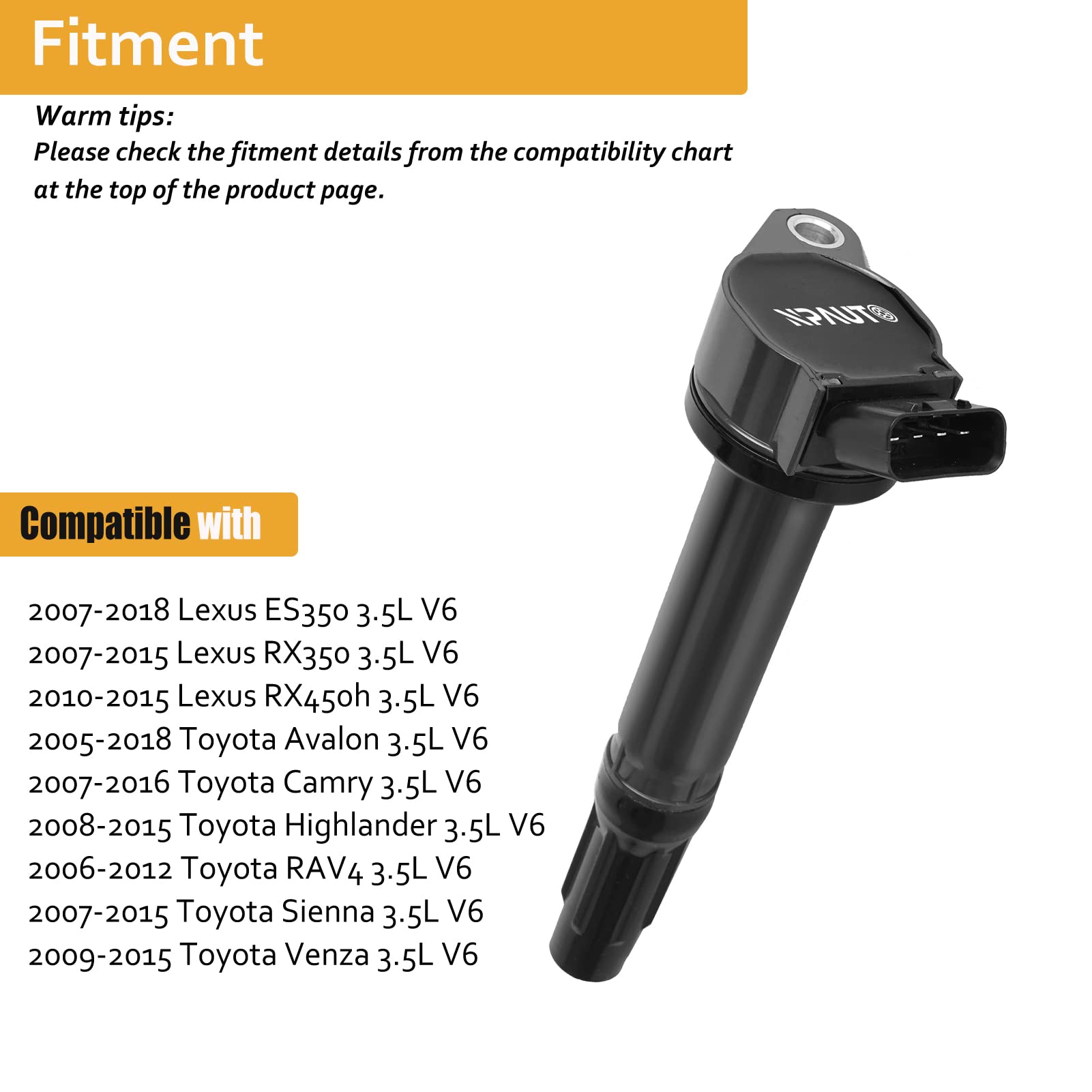 Ignition Coil Pack Spark Plugs Replacement for 3.5 V6 Toyota Sienna Avalon Camry Highlander Rav4
