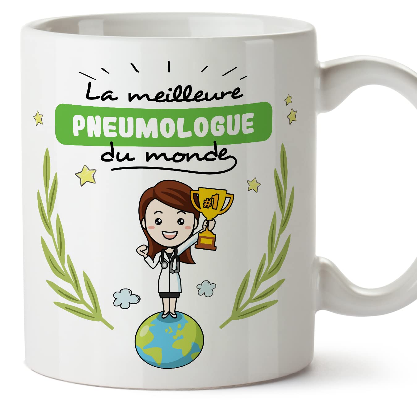 MUGFFINS Pulmonologist Woman Mug - in French - Meilleur du Monde - Funny Gift for Colleagues - Ceramic 11oz Mug