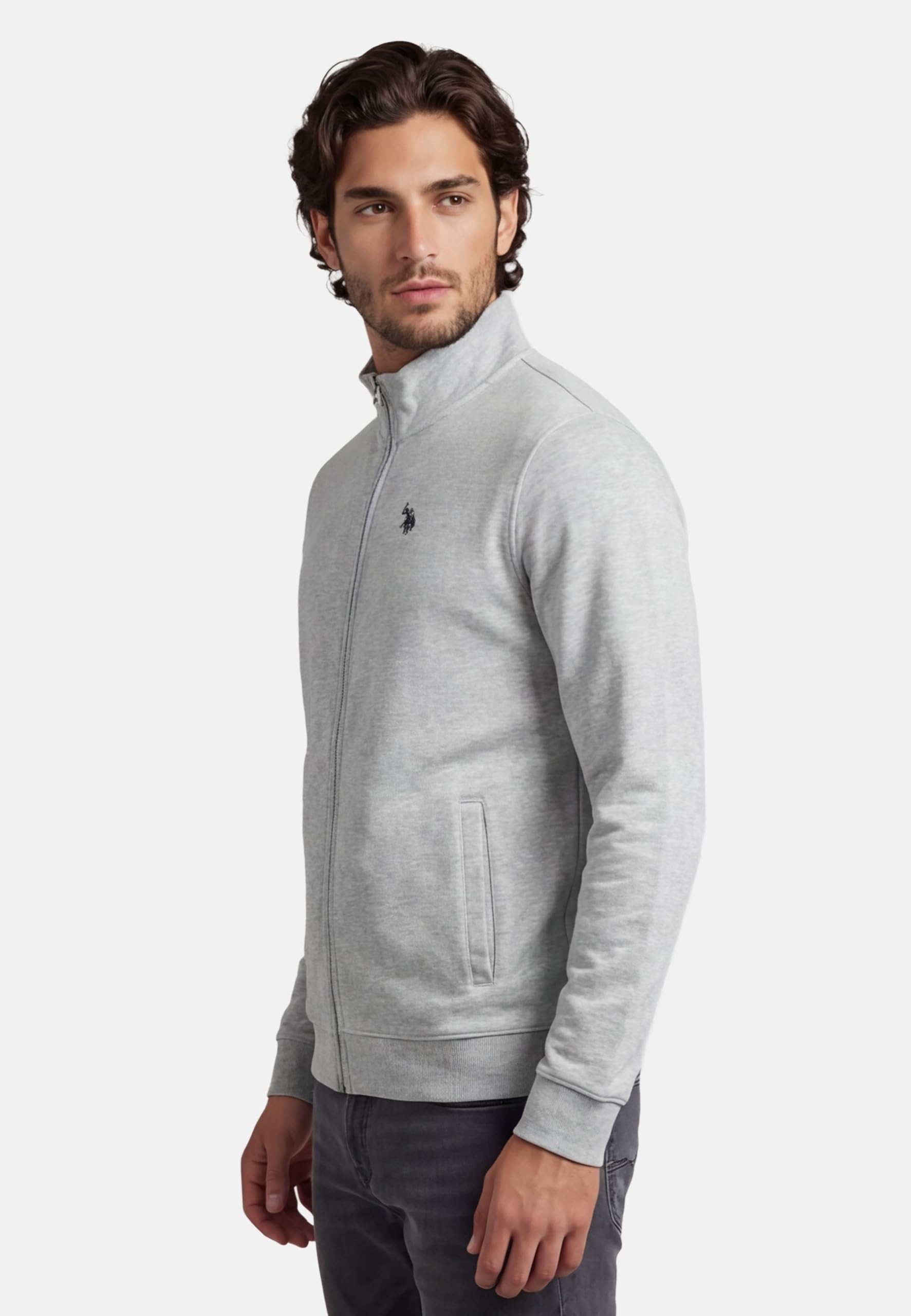 U.S. POLO ASSN. Herren Sweatjacke (S-XXL) mit Stehkragen, Reißverschluss, Eingrifftaschen und Leichter Fütterung P020