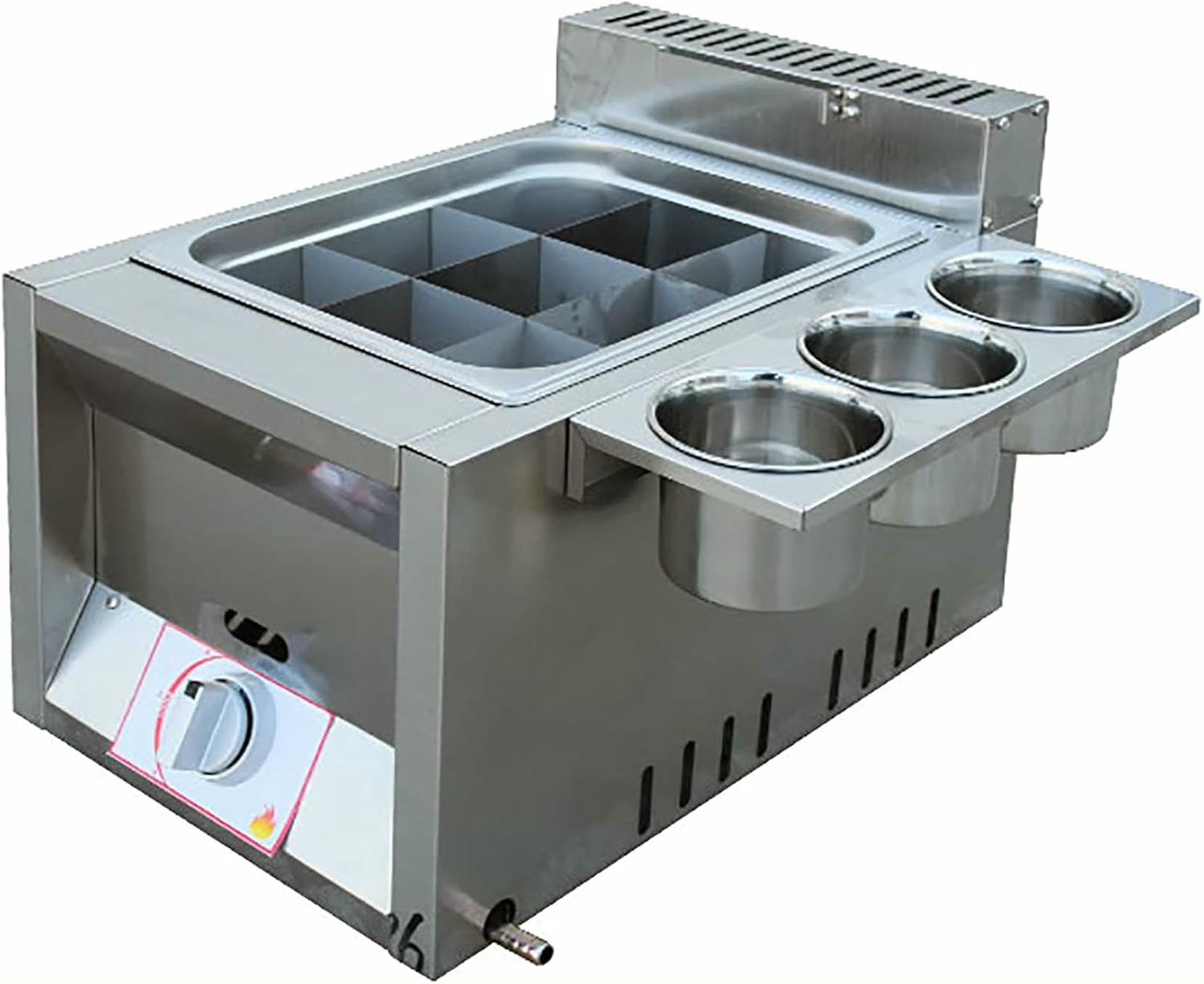 Freidora de Gas Comercial, ollas Oden de Nueve Rejillas, Cocina de Exterior de Acero Inoxidable con Caja de Especias, freidora de Pollo para Papas Fritas, Restaurante, Cocina caser~/