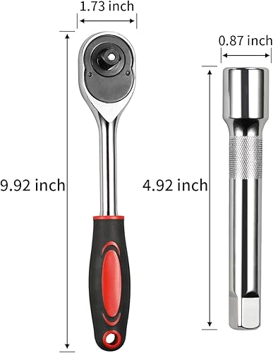 Miniatura 3 de Egofine Juego de 12 llaves de trinquete de 1/2 y 3/8 pulgadas, juego de llaves de vaso con 10 enchufes y mango de trinquete de liberación rápida de