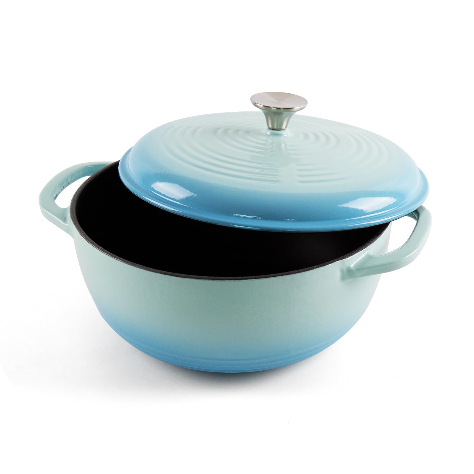 durable cast iron dutch oven with lid, perfect for bread baking, cooking, and soup boiling - multi-functional,and easy to clean, 4 Quarts (Gradient Blue,inside black)