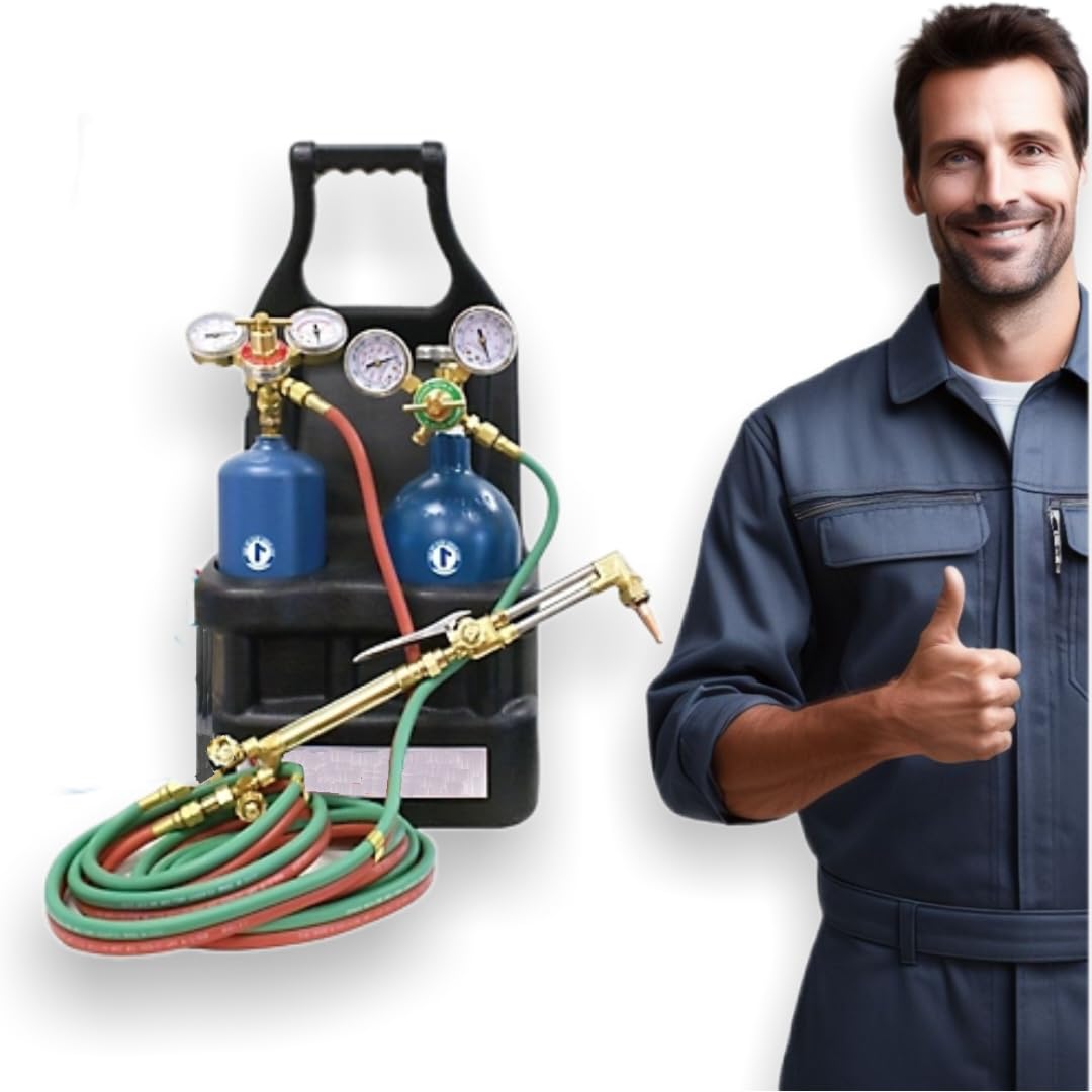 Fits Gaspony Thoroughbred Medium-Duty Cutting & Welding Outfit with Tote -Includes Acetylene & Oxygen Cylinders, Portable Tote, Victor-Style Torch Outfit, Gauges, Hoses, Spark Lighter & Glasses