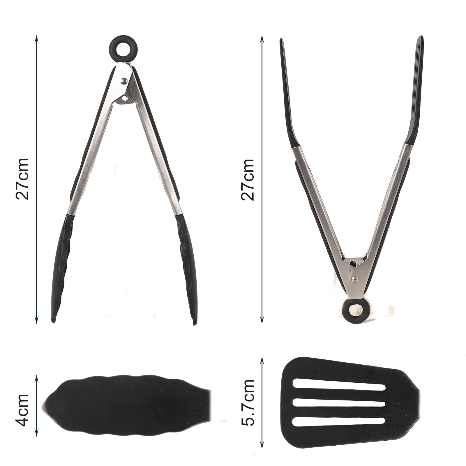 Pinze da cucina in silicone, con punta in silicone da 22,9 cm