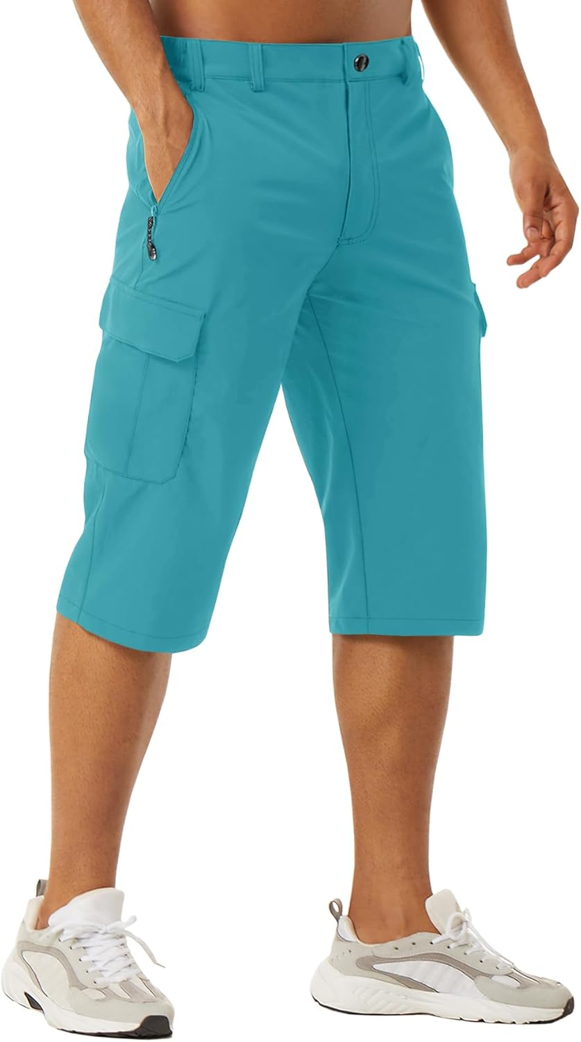 EKLENTSON Men’s Workout Shorts Quick Dry Gym Hiking Shorts Zipper Pockets Lightweight Athletic 3/4 Capri Pants for Men