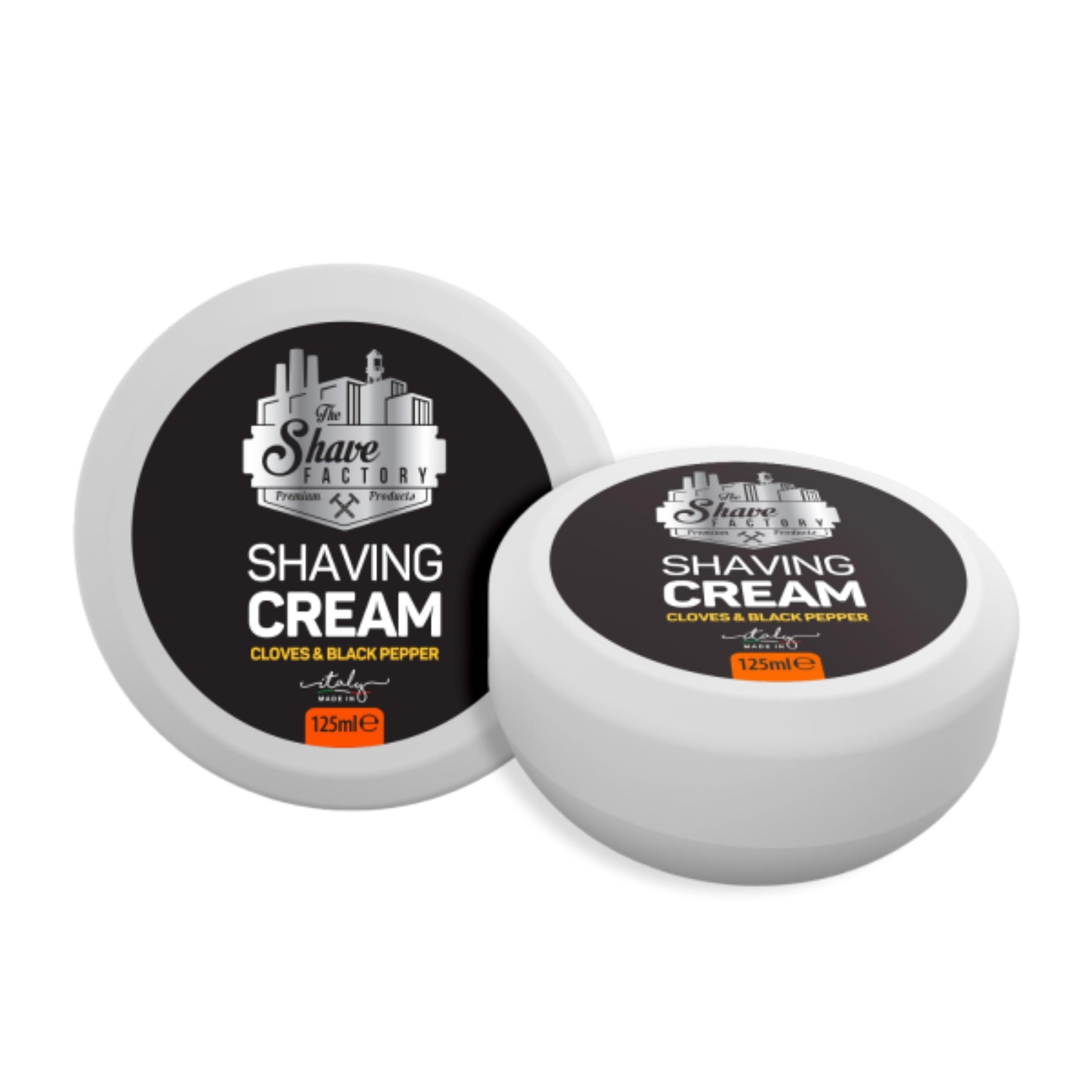 The Shave Factory Shaving Cream Soap - Shaving Cream Soap for Men, Shave Cream Soap, Shaving Cream Soap Suitable for All Skin Types, Made in Italy - 125ml (4.22 Fl. Oz) (Cloves & Black Pepper)