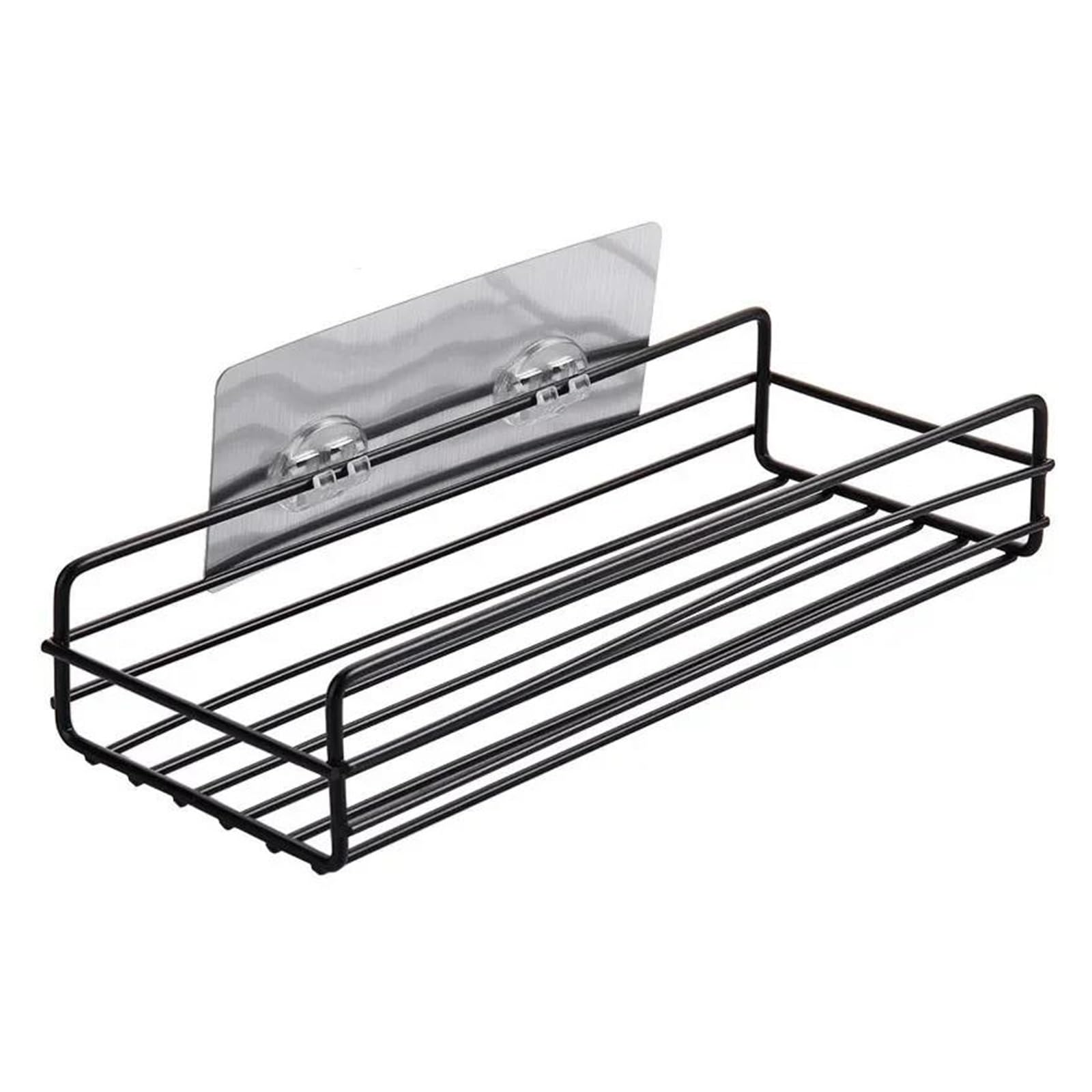 Bathroom Storage Rack Kitchen Organizer Shelf Black Shelves Corner Frame Iron Shower Punch Free Mounted Caddy Rack