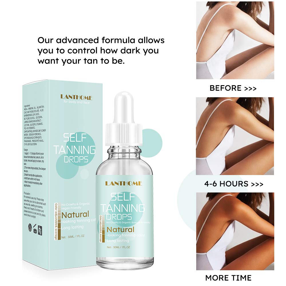 Self Tanner - Sunless Self Tanning Drops, Clear, 30 ml (Pack of 1) - Image 3