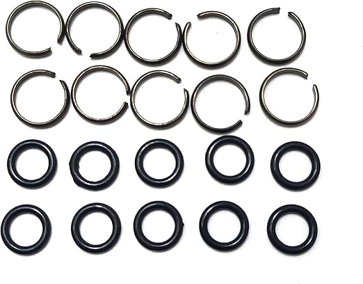 10-Piece 1/2 Inch Impact Wrench Socket Retainer Rings Set, Black, Carbon, Rubber, Steel