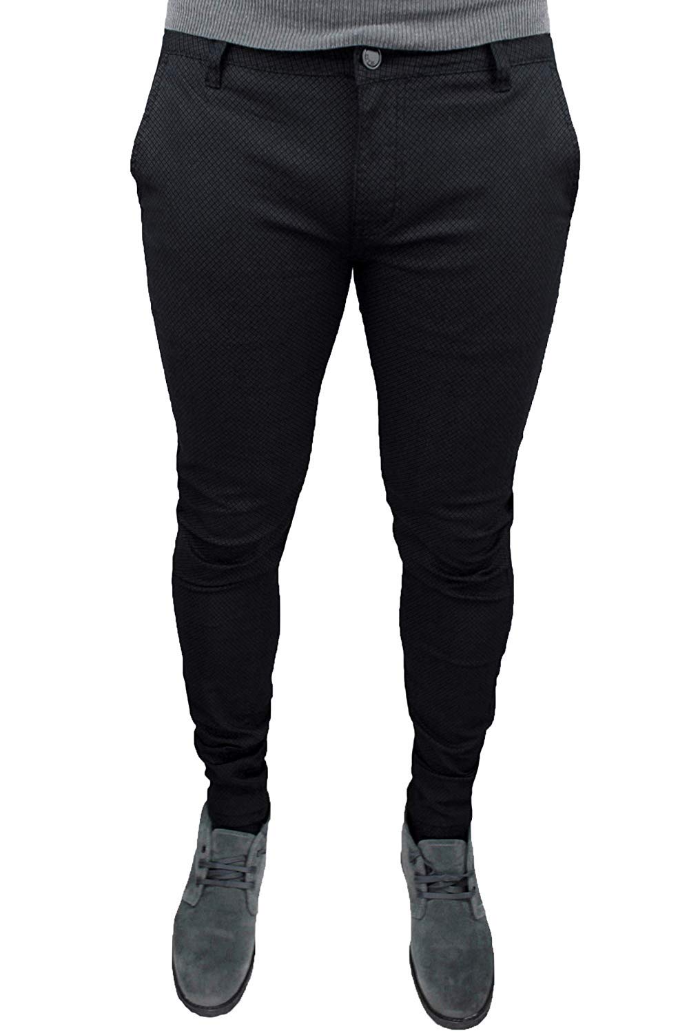Pantaloni Uomo sartoriali Micro Fantasia Casual Eleganti Slim Fit