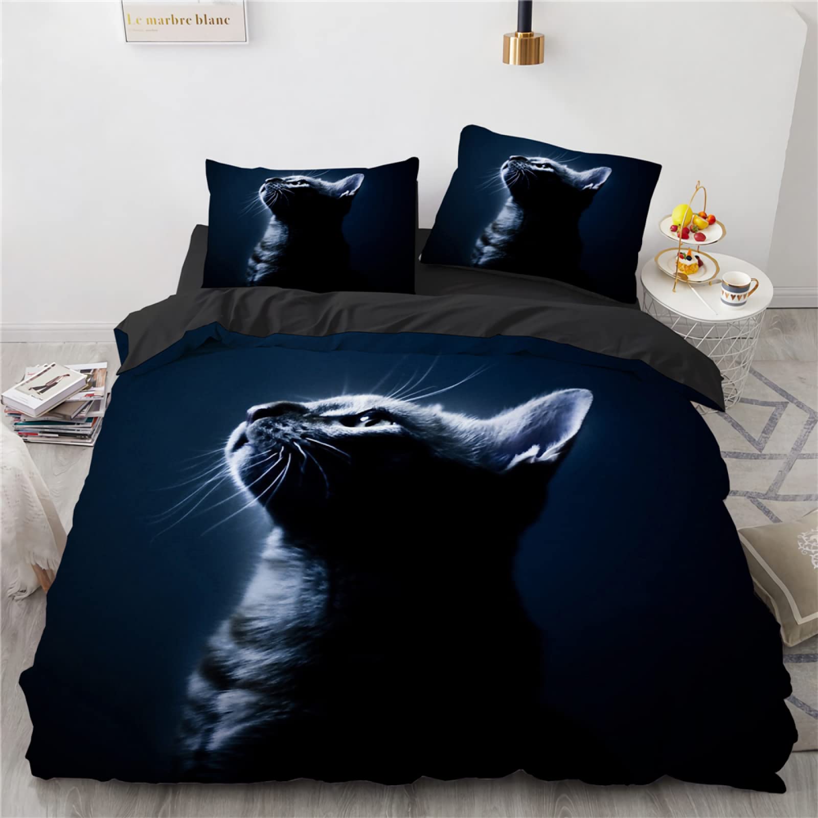 Housse de couette 200x200 sans repassage motif chat YURKO pour gagner du temps au quotidien