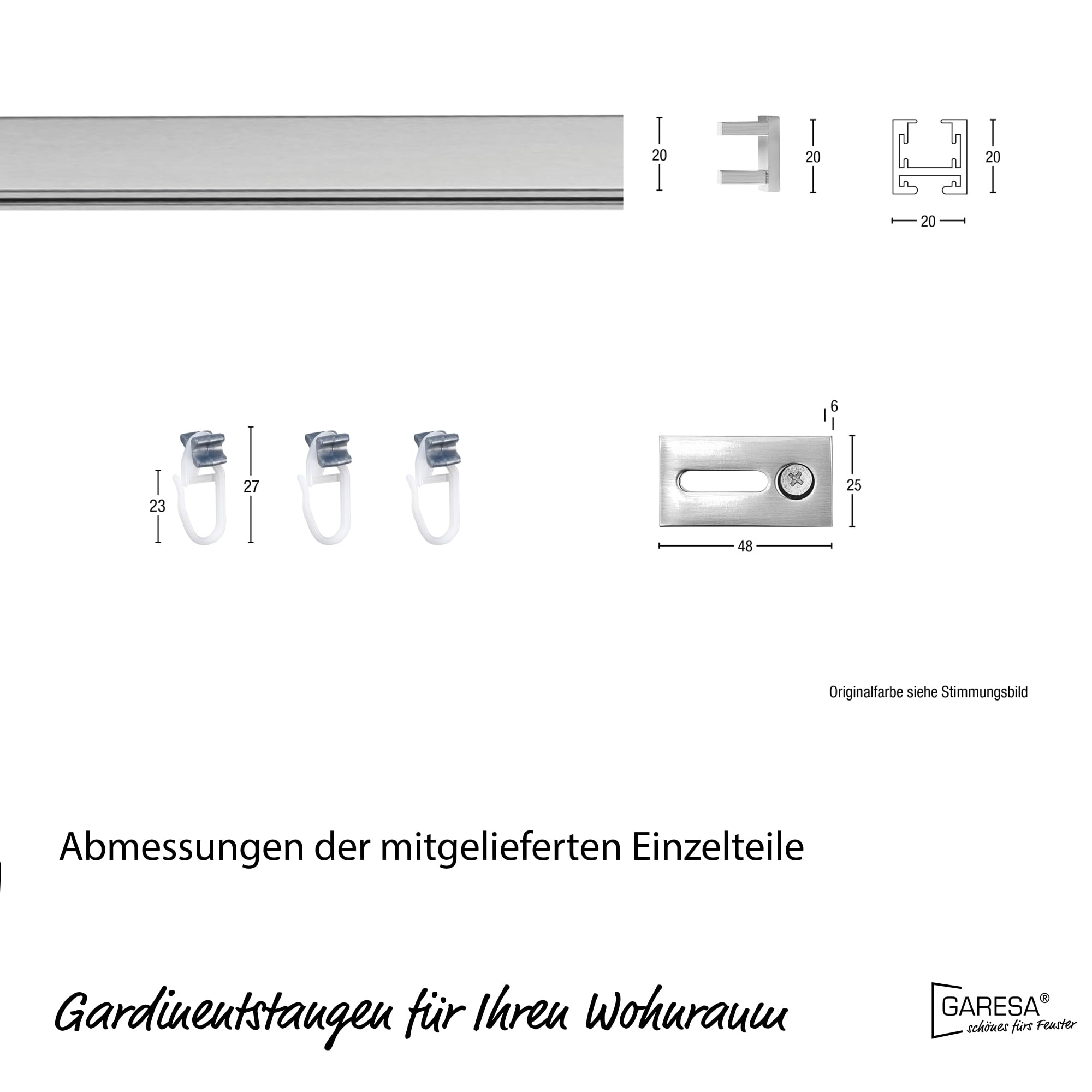 GARESA Neptun Gardinenstange weiß 120 cm - Moderne Vorhangstange aus Aluminium zur Deckenmontage, geeignet für leichte und mittelschwere Vorhänge