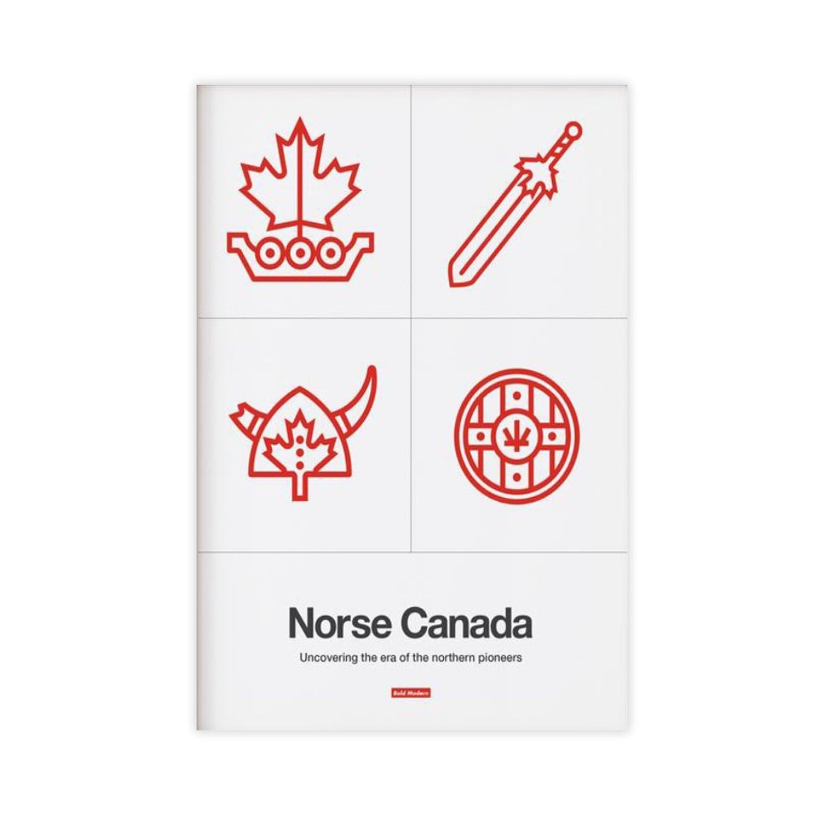 GJtyRFH Norse Canada Mid Century Modern Viking Typography Danish Scandinavian Maple Leaf Canvas Modern Poster Wall Art Prints Paintings Living Room Bedroom Decor 20" L X 30" W