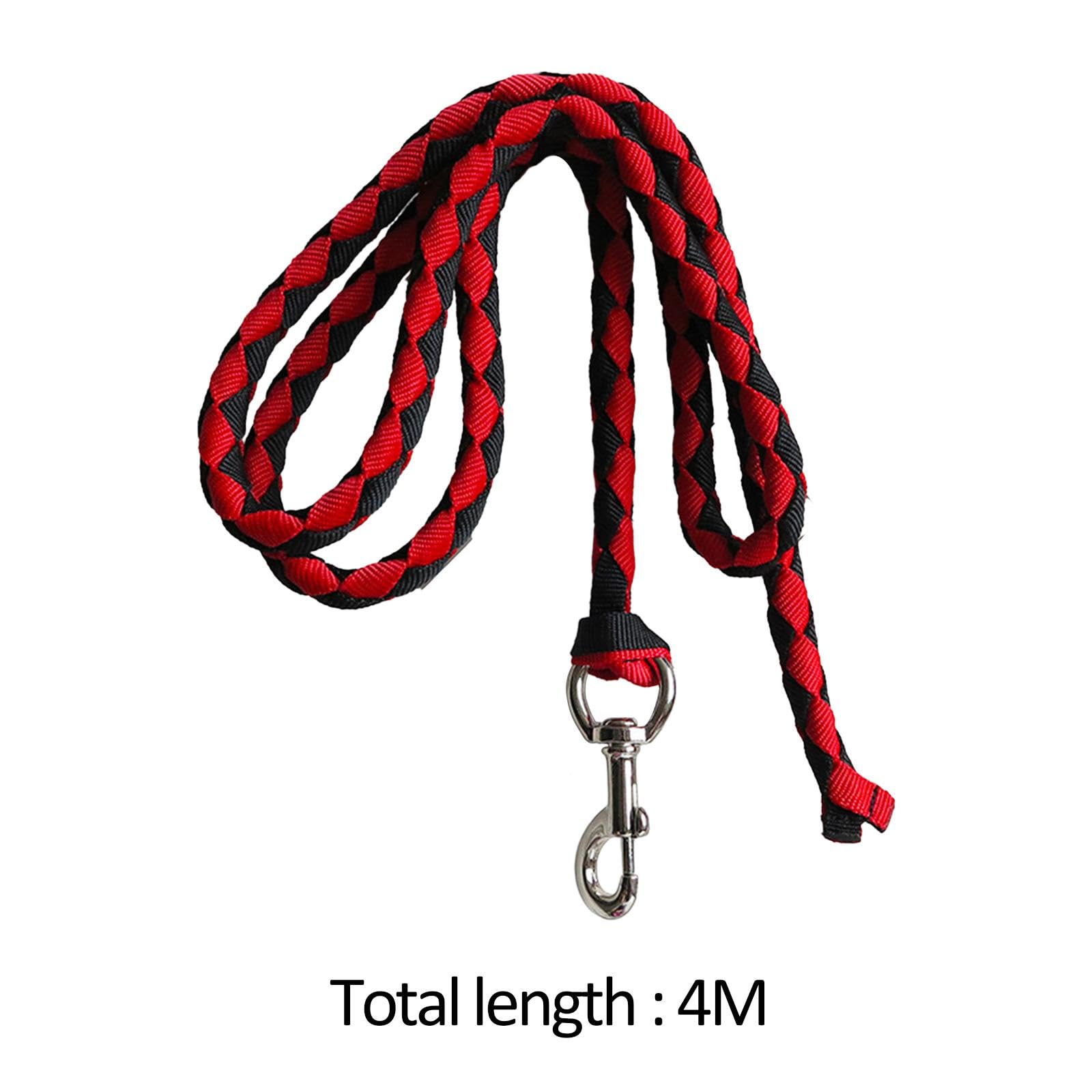rockible Guinzaglio per Cavalli con Moschettone, Attrezzatura Equestre, Corda Resistente per Cavalli, Guinzaglio Intrecciato per Bestiame, Rosso 4 Metri