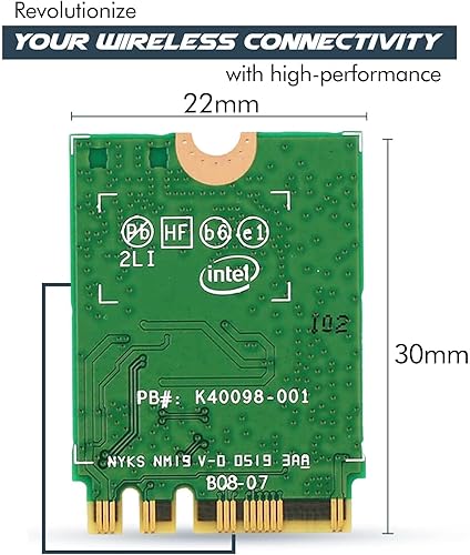 Miniatura 2 de Adaptador WiFi 6 AX200  Tarjeta WiFi 802.11ax M.2 de doble banda para PC  Hasta 2.4 Gbps  Sin vPro  Compatible con Bluetooth 5.2 e Intel, AMD,