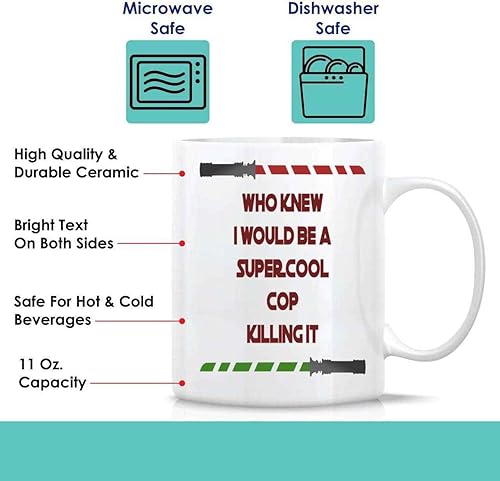 Miniatura 2 de Inspirational Gift Funny Cop Gift for Police Officers, Gift for Father's Day - Killing It, Memorable Quote on 11 Oz White Ceramic Coffee Mug