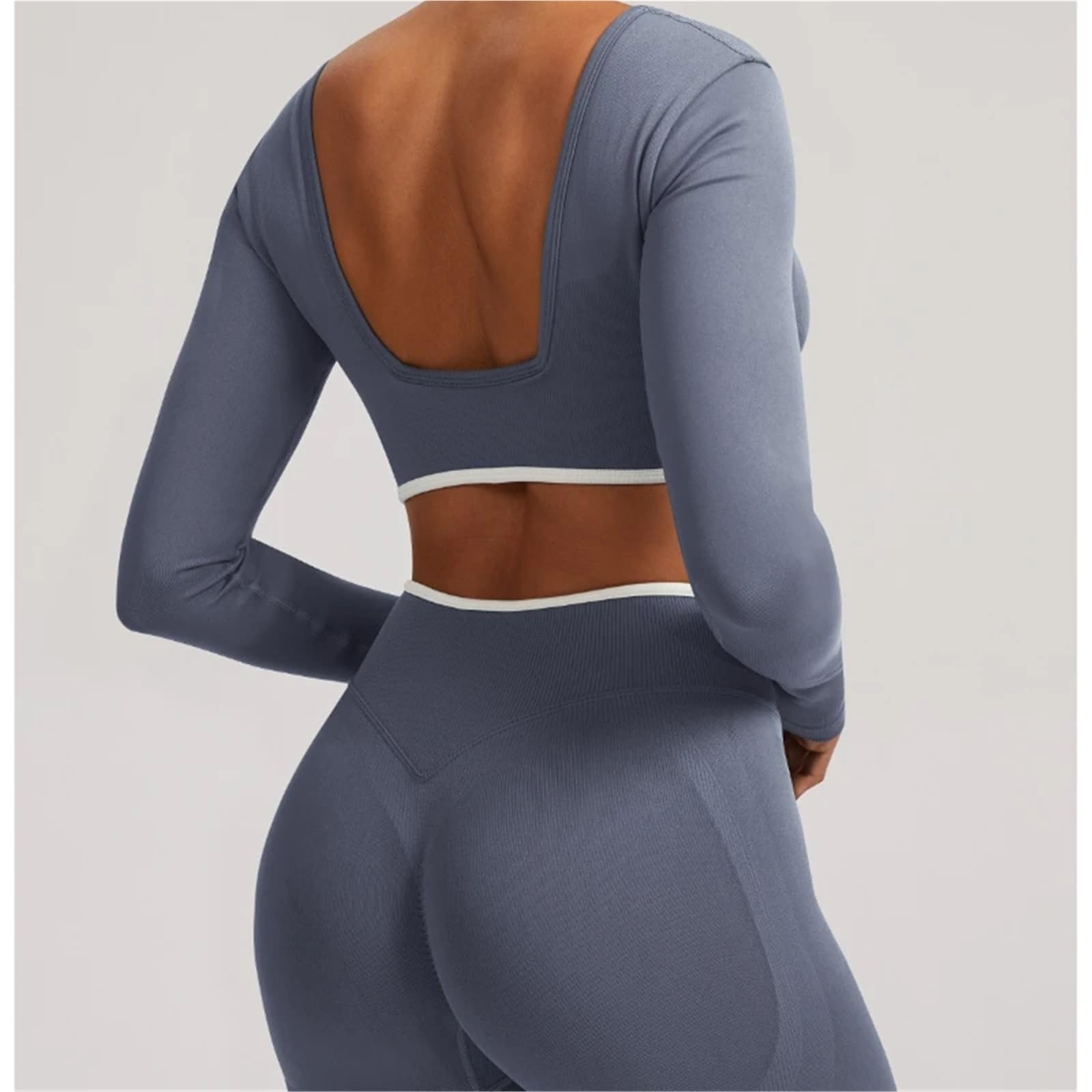 关键词 Set Yoga Donna Top da Yoga Donna 2 Pezzi Ignite Gilet a Maniche Lunghe Aperto sul Retro Palestra Camicie Fitness con Imbottiture Top Allenamento Senza Cuciture