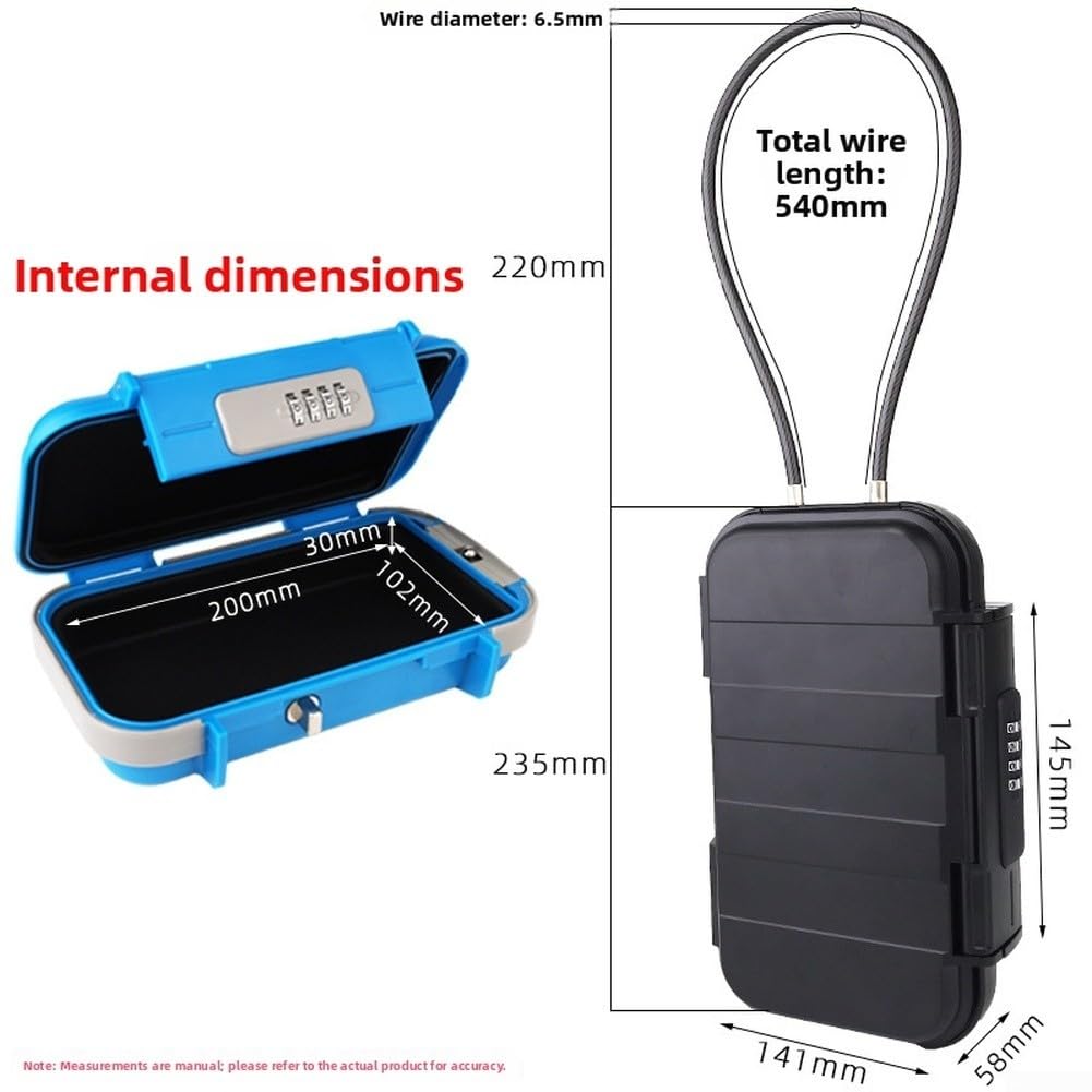 Coffre-fort de voyage portable avec serrure à combinaison à 4 chiffres étanche et antivol pour plage, hôtel, croisière, vacances – Rangement sécurisé pour téléphone, portefeuille, objets de valeur