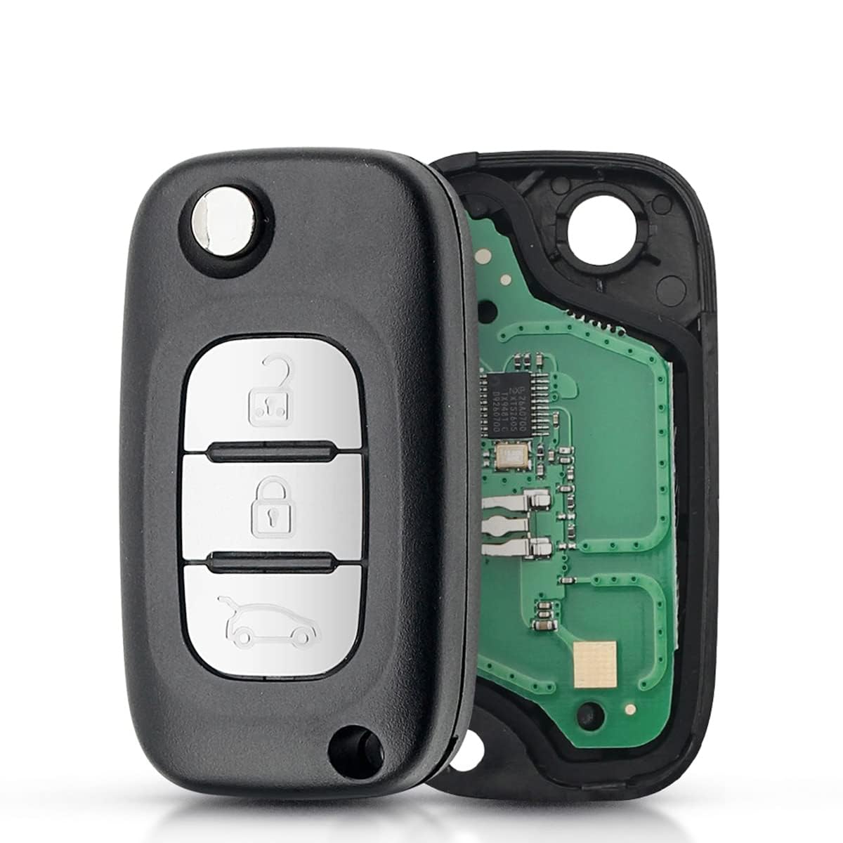 Heart Horse Ricambio Chiave Guscio Telecomando pieghevole a 3 tasti Cover Guscio Chiavi telecomando per Re-nault Clio 3 Kangoo 2 Master Modus Twingo1con 433 MHz PCF7961chip 2006-2016